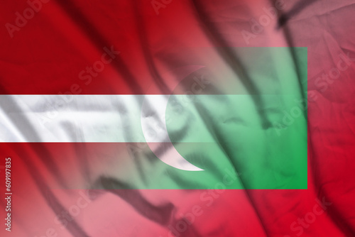 Latvia and Maldives political flag transborder contract MDV LVA photo