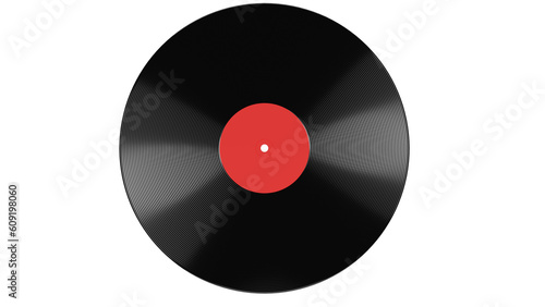 Classic vinyl record isolated on white and transparent background. Music concept. 3D render