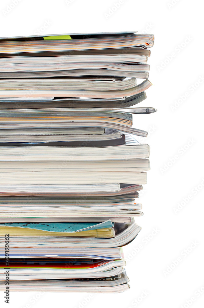 A stack of magazines over a white background A stack of magazines over a white background
