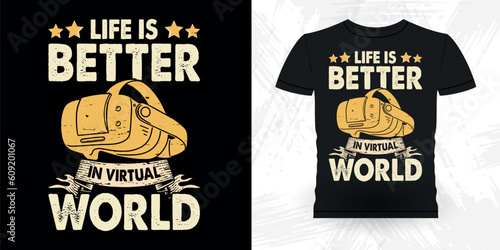 Funny Virtual Reality Retro Vintage VR T-shirt Design