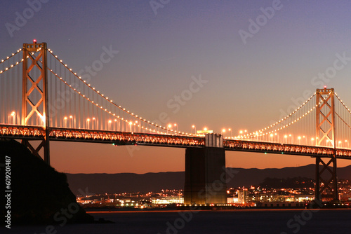 Nite time  Bay Bridge in San Francisco  CA