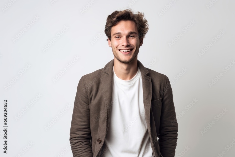 Portrait of a smiling young man standing isolated on a white background Portrait of a smiling young man standing isolated on a white background