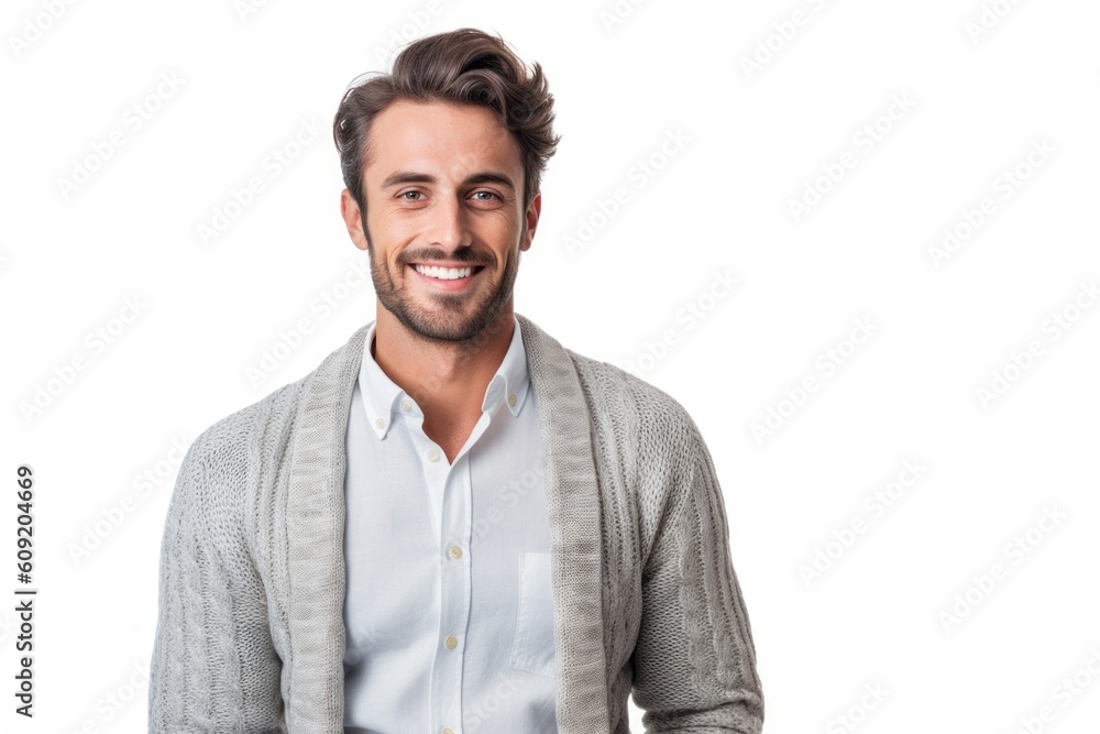 Portrait of a handsome young man smiling at camera isolated on white background Portrait of a handsome young man smiling at camera isolated on white background