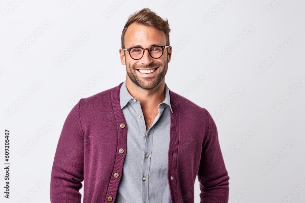 Portrait of a handsome young man in glasses standing against white background Portrait of a handsome young man in glasses standing against white background