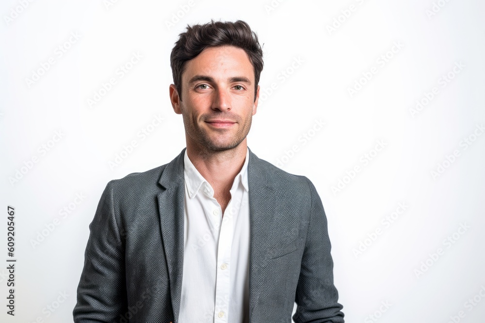 Portrait of a handsome young businessman smiling at camera on white background Portrait of a handsome young businessman smiling at camera on white background