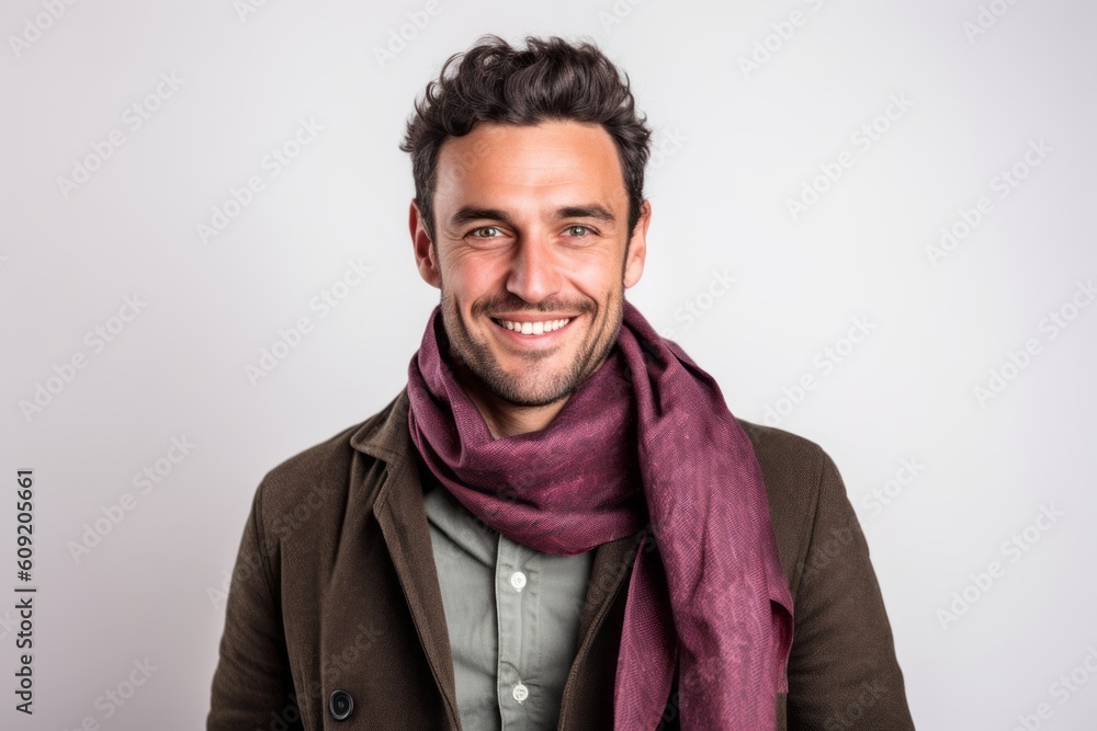 Portrait of a handsome young man with a scarf on his neck Portrait of a handsome young man with a scarf on his neck