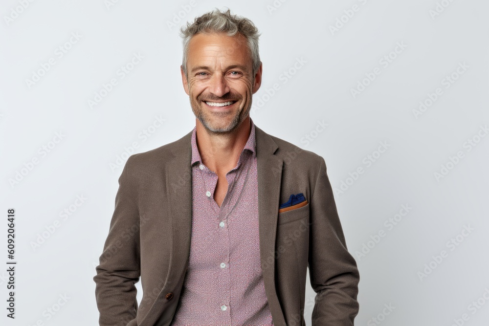 Portrait of handsome mature man with grey hair smiling at camera. Portrait of handsome mature man with grey hair smiling at camera.