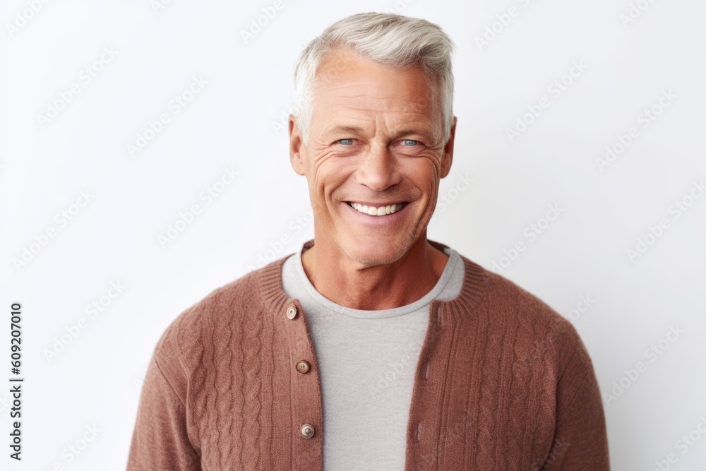 Portrait of a happy senior man looking at camera over white background Portrait of a happy senior man looking at camera over white background