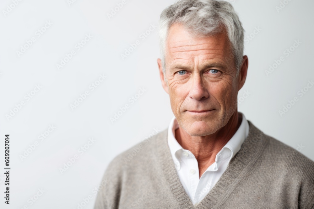 Portrait of a senior man looking at camera isolated on a white background Portrait of a senior man looking at camera isolated on a white background