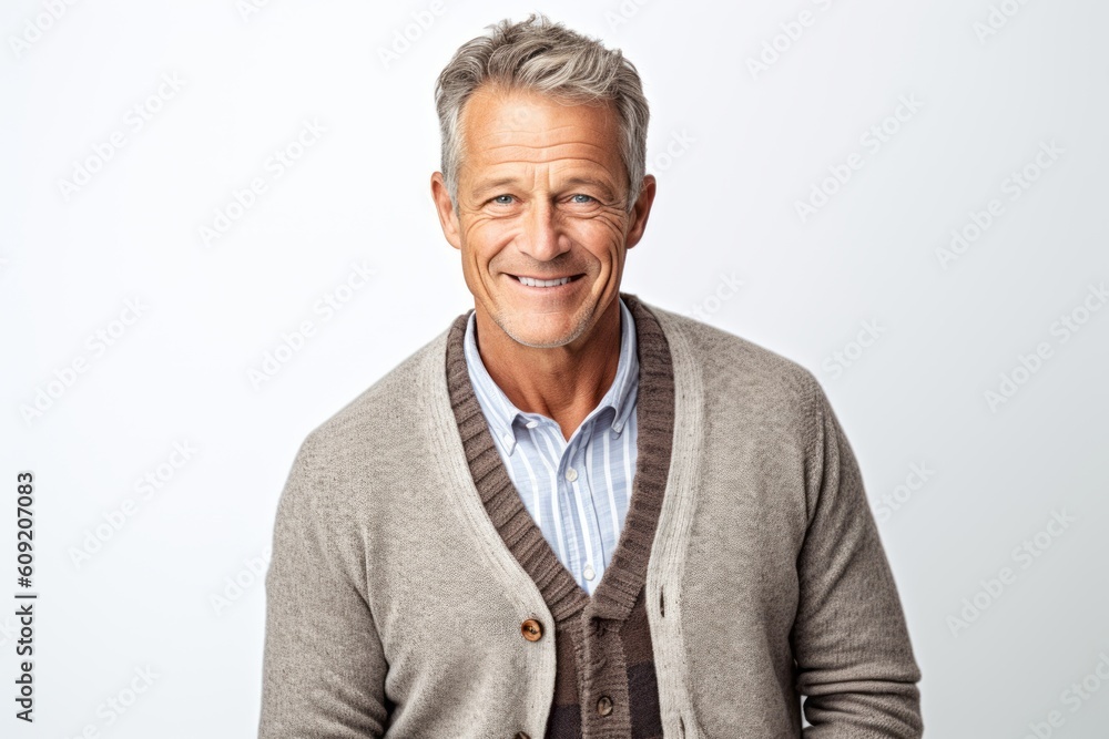 Portrait of a handsome senior man smiling at camera over white background Portrait of a handsome senior man smiling at camera over white background