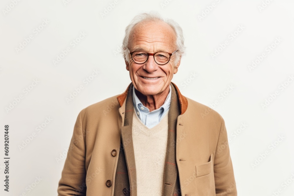 portrait of smiling senior man in eyeglasses looking at camera isolated on white portrait of smiling senior man in eyeglasses looking at camera isolated on white