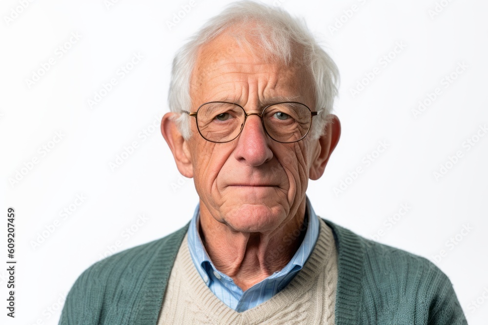 Portrait of a senior man with glasses on a white background. Portrait of a senior man with glasses on a white background.