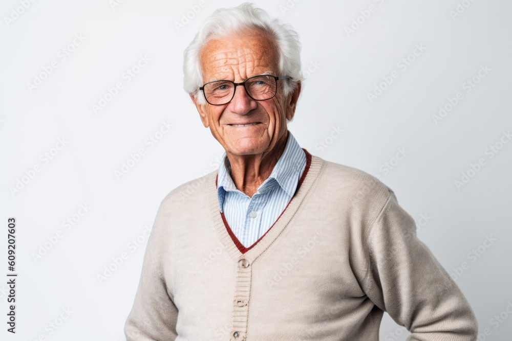 Portrait of a smiling senior man posing isolated on a white background Portrait of a smiling senior man posing isolated on a white background