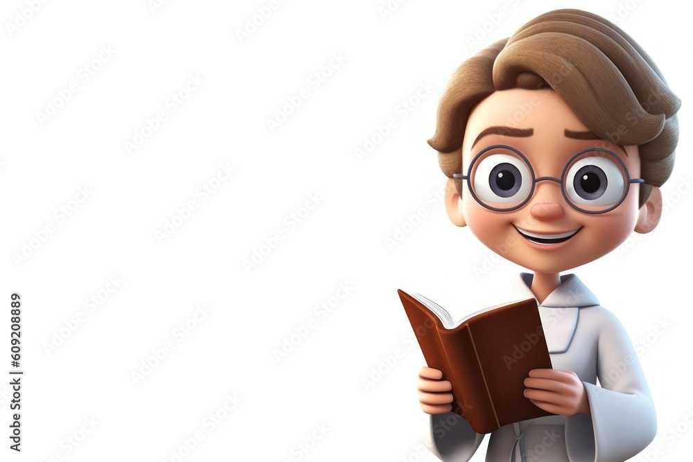 Caucasian Anime Female Priest White Background Isolated Very Happy With Copyspace Generative AI Caucasian Anime Female Priest White Background Isolated Very Happy With Copyspace Generative AI