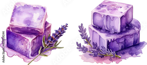 Lavender soap clipart, isolated vector illustration.