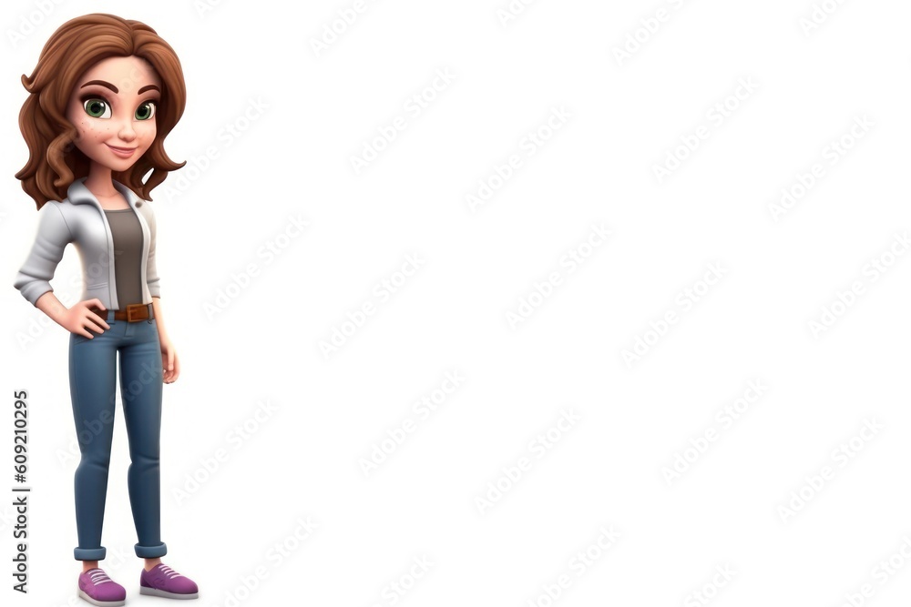Caucasian Anime Female Web Developer White Backdrop Isolated Very Pretty With Copy Space Generative AI Caucasian Anime Female Web Developer White Backdrop Isolated Very Pretty With Copy Space Generative AI