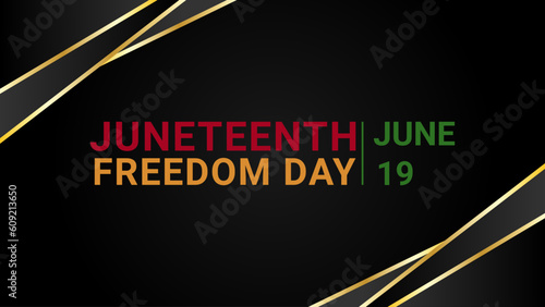 Juneteenth Freedom Day design template on black background, greeting card
