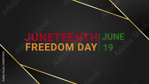 Juneteenth Freedom Day design template on black background, greeting card