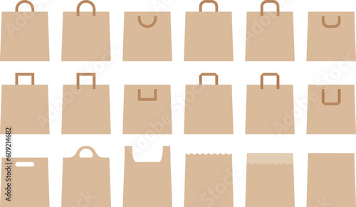 紙袋・ショッピングバッグのベクターイラストセット