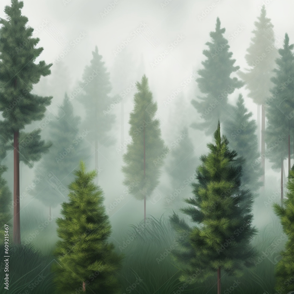 Forest In Seamless Fog