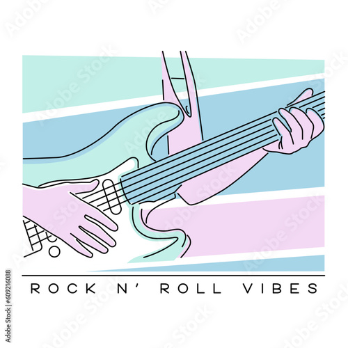 HAND DRAWN GIRL POWER MUSIC BAND RETRO ABSTRACT BASS GUITAR ROCK AND ROLL VINTAGE TSHIRT TEE PRINT FOR APPAREL MERCHANDISE