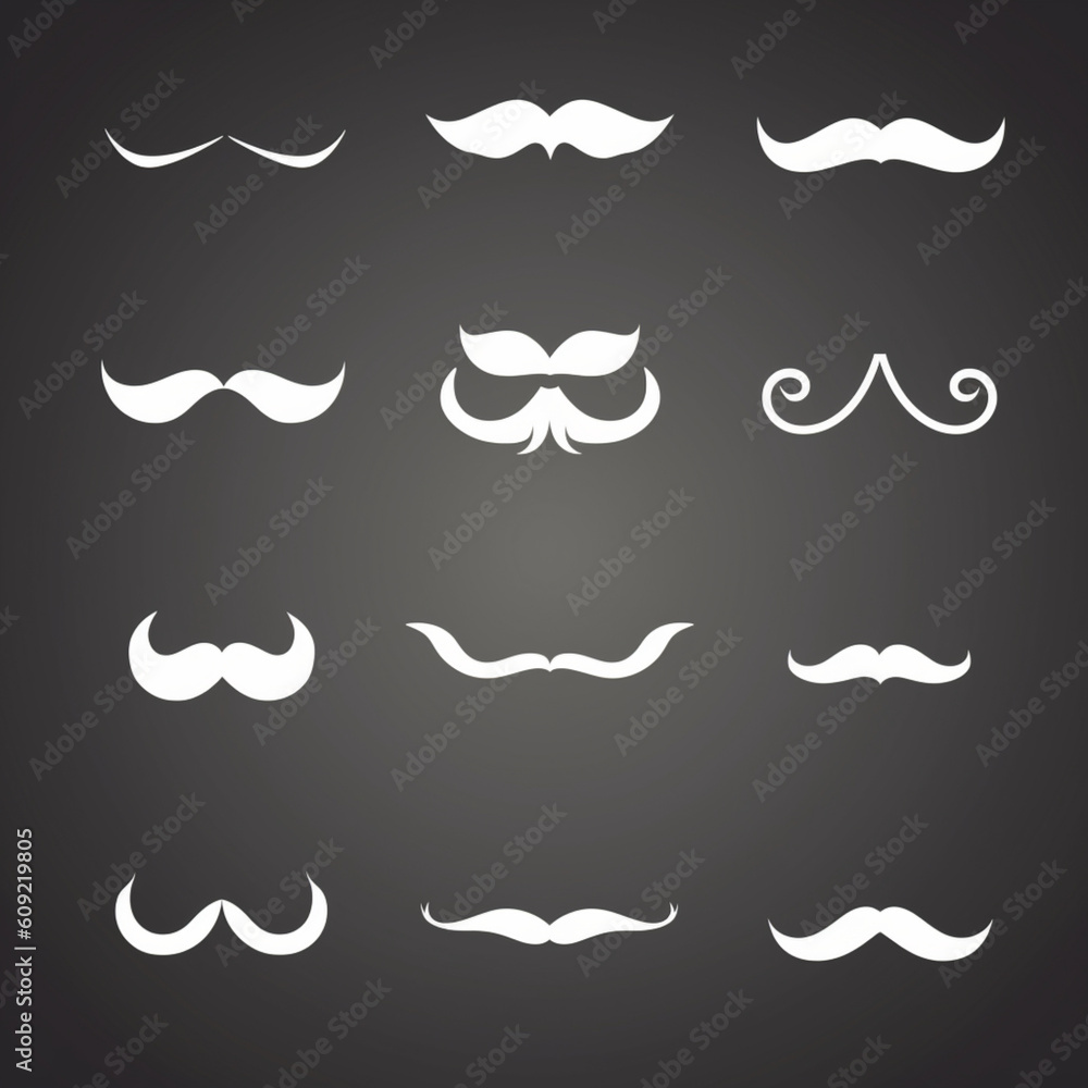 Vector Set Of Minimalist Mustaches Vector Set Of Minimalist Mustaches