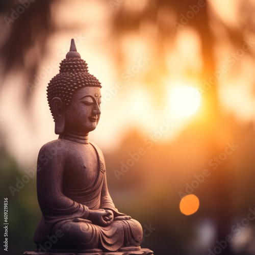 Buddha Statue In Blurred Sunlight