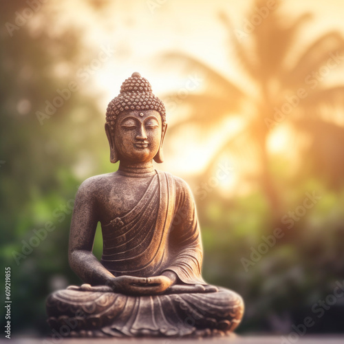 Buddha Statue In Blurred Sunlight