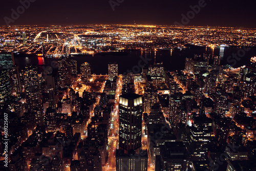 View looking over Manhatten at night