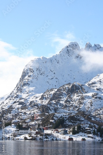 small village in raftsundet, lofoten, norway photo