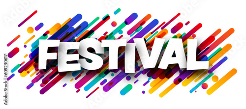 Festival sign over colorful brush strokes background.