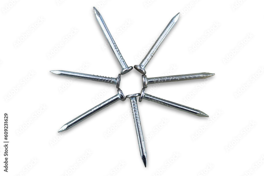 Metallic nails on a transparent background. The idea of repair, construction. Metallic nails on a transparent background. The idea of repair, construction.