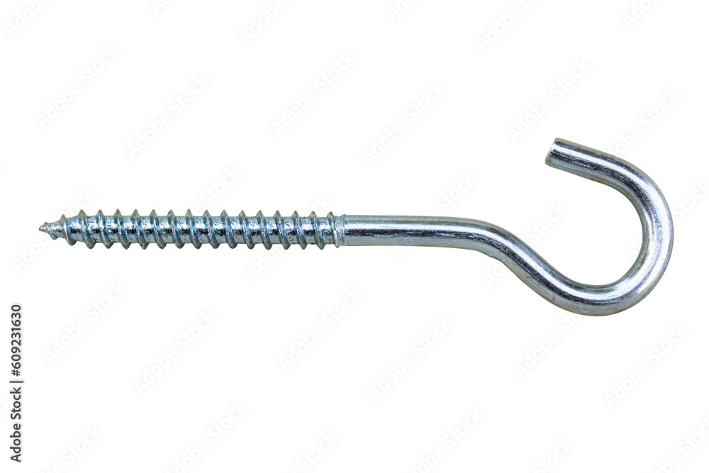 Metal screw with hook isolated on transparent background. - obrazy, fototapety, plakaty 