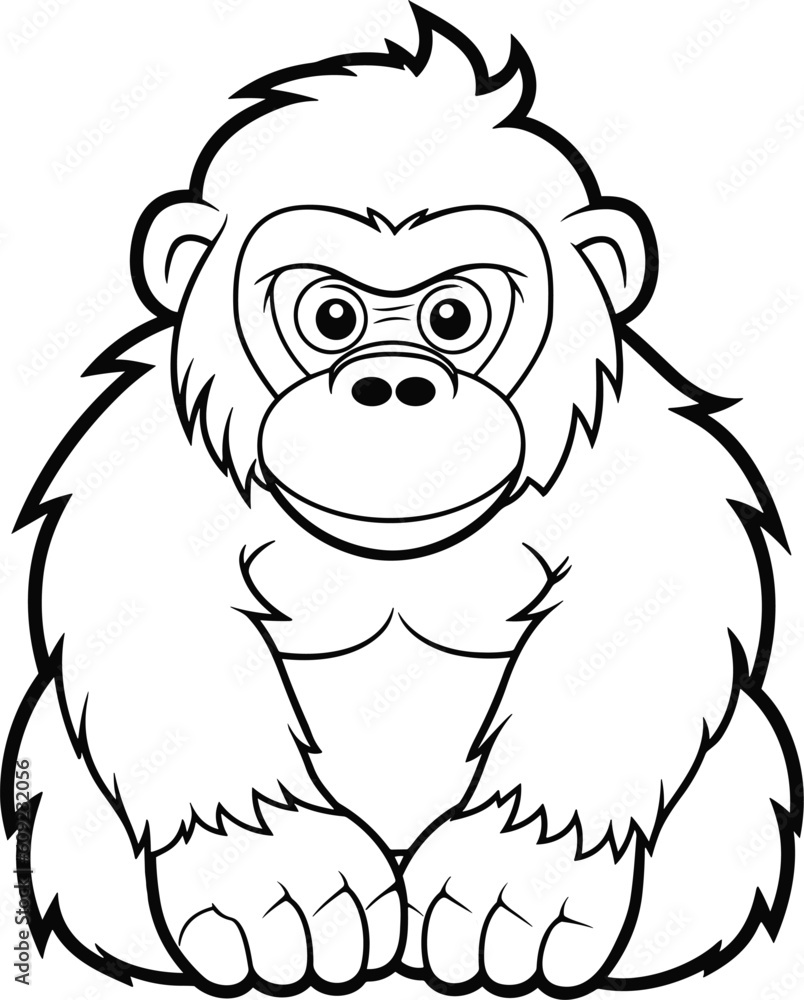 Coloring Pages Vector, Vector Animal design, illustration Gorilla 