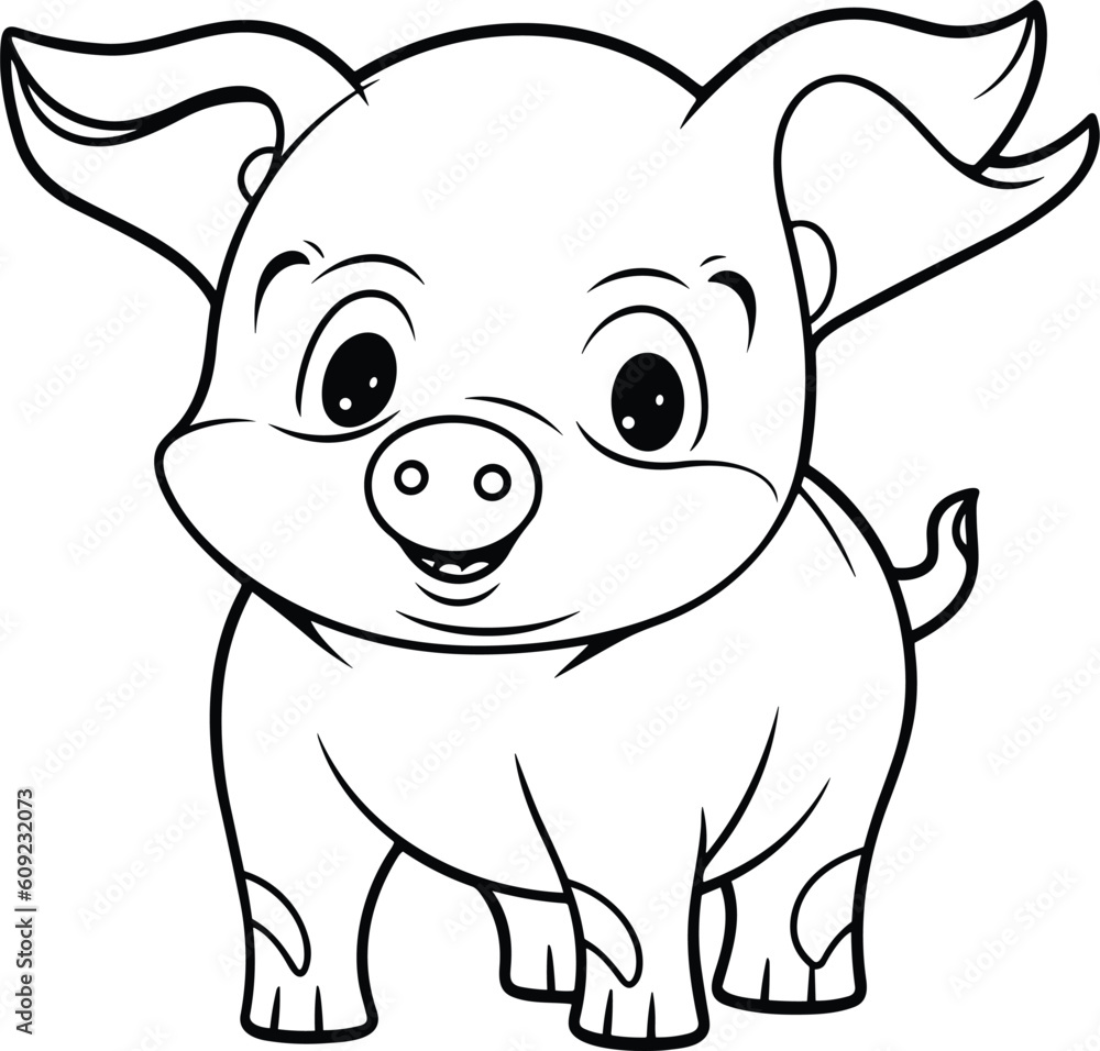 Fototapeta premium Coloring Pages Vector, Vector Animal design, illustration Pig