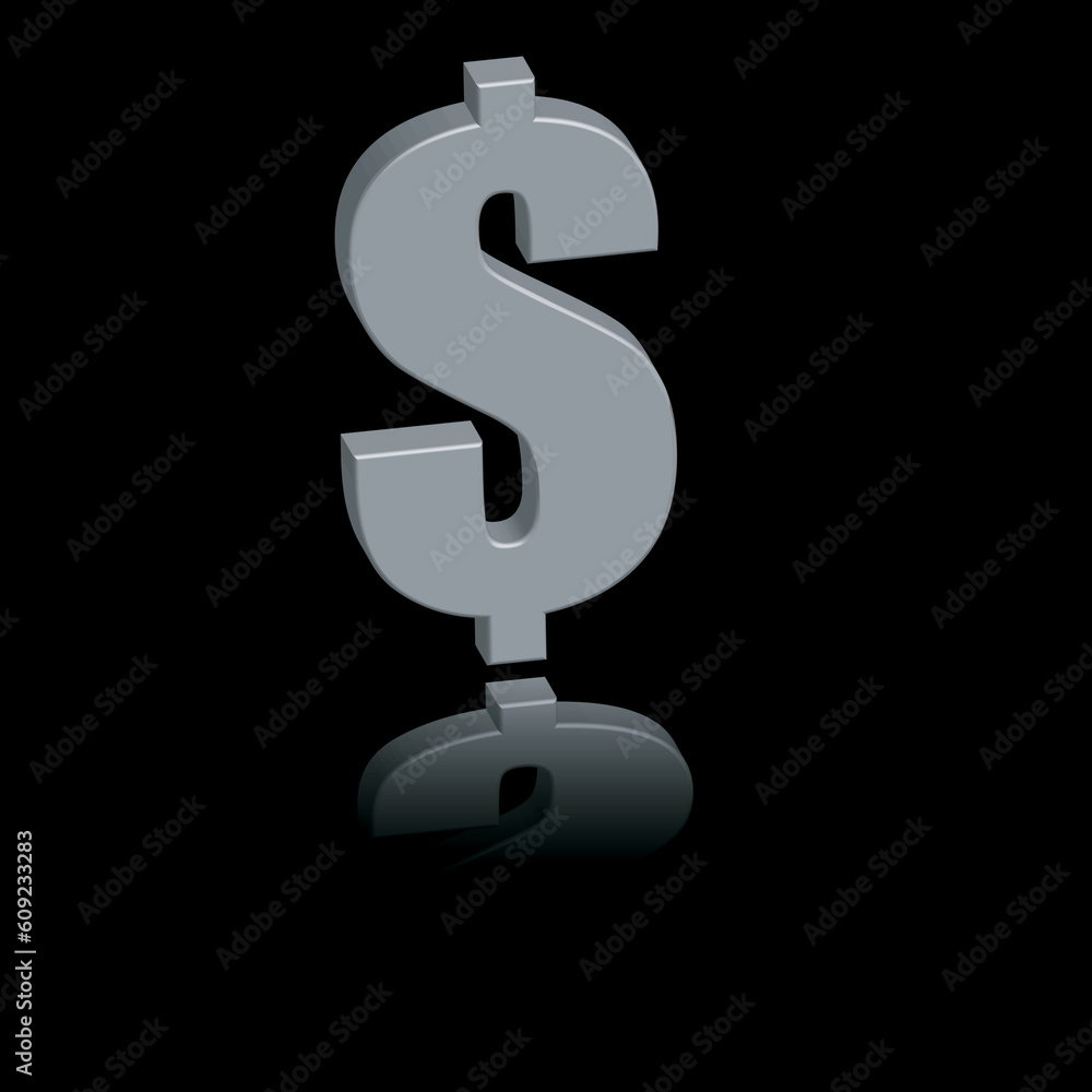 A silver dollar sign reflected on a glass bench A silver dollar sign reflected on a glass bench