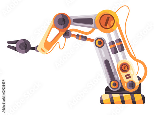 Articulated robotic arm technology industrial automatic machine manufacture illustration
