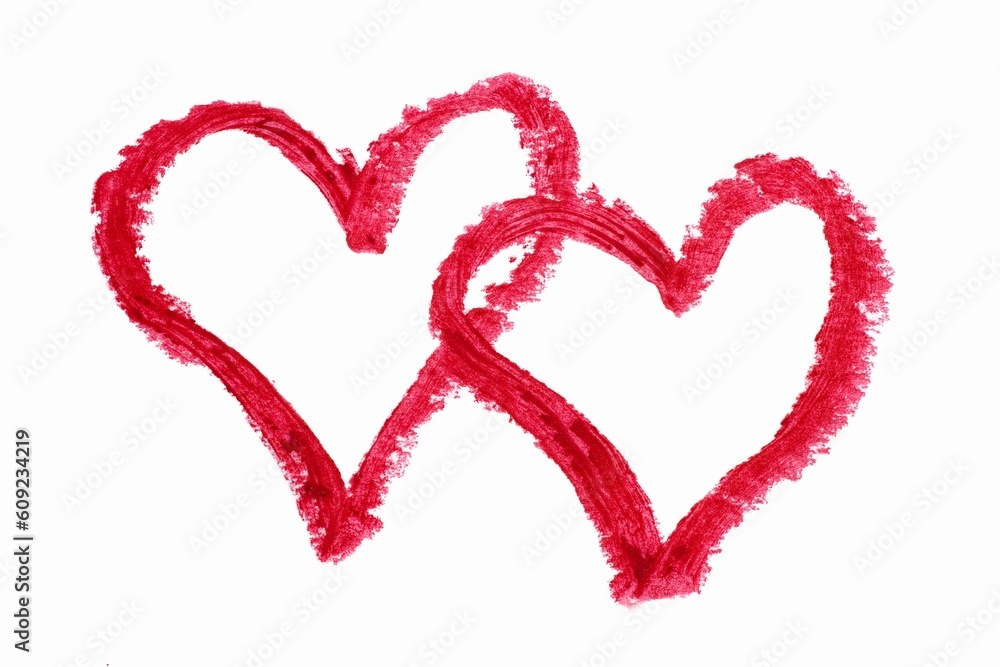 Love shape draw with lipstick in isolated background. Love shape draw with lipstick in isolated background.