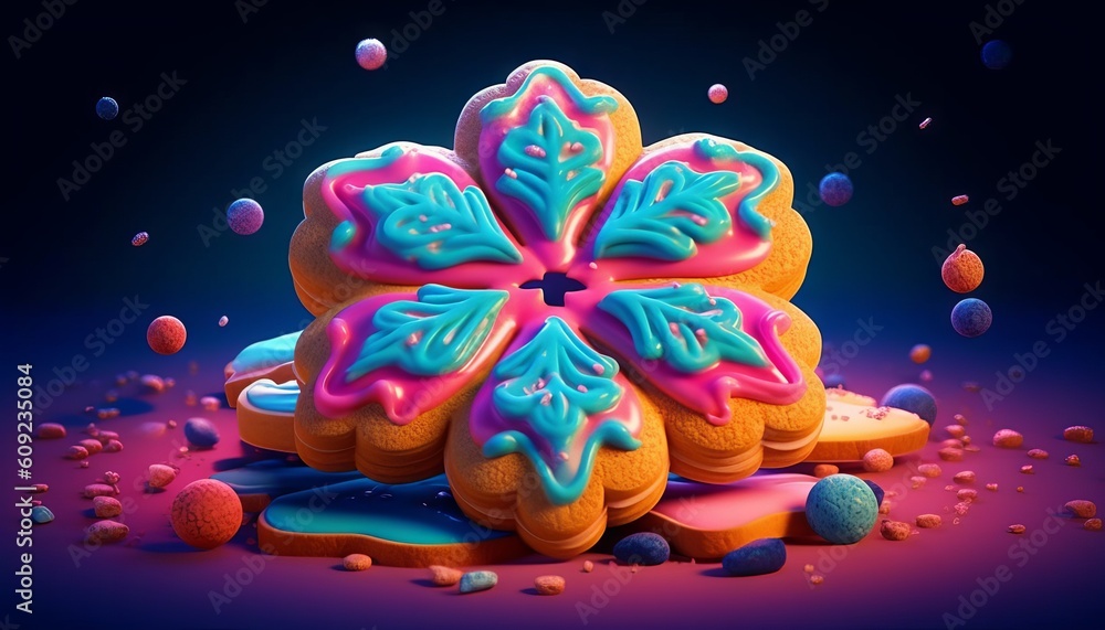 beautifully decorated sugar cookie. Generative ai