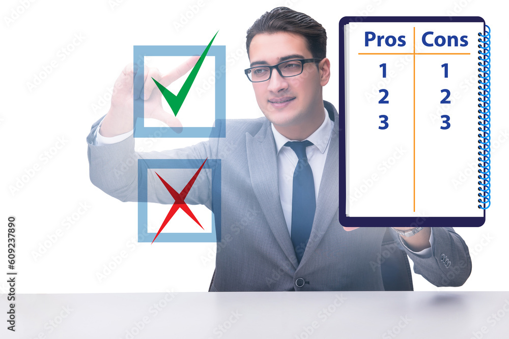 Concept of choosing pros and cons Concept of choosing pros and cons