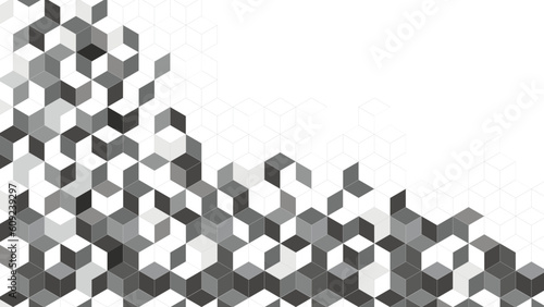 Abstract geometric background with shades of grey cubes