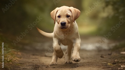 Adorable labrador retriever Outdoors in the grass with the cute look, generative ai