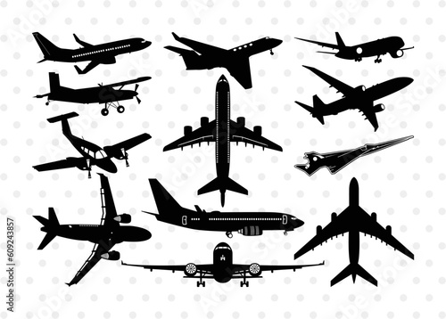 Airplane Silhouette, Airplane SVG, Plane Svg, Air Transportation Svg, Airplane Bundle, SB00035