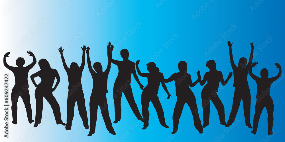 Variety of silhouettes of dancing people Variety of silhouettes of dancing people