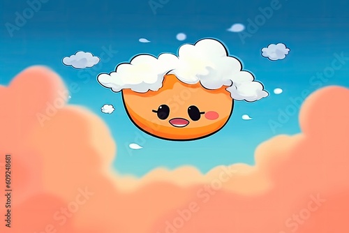 surrealistic scene featuring an orange floating in the sky Generative AI © AkuAku