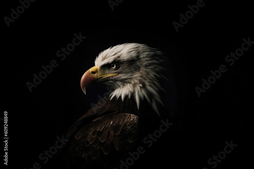 majestic bald eagle against a dark background Generative AI