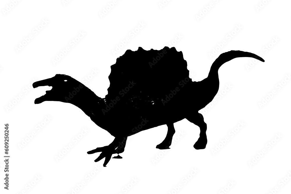 dinosaur silhouette isolated on white background, model of spinosaurus ...