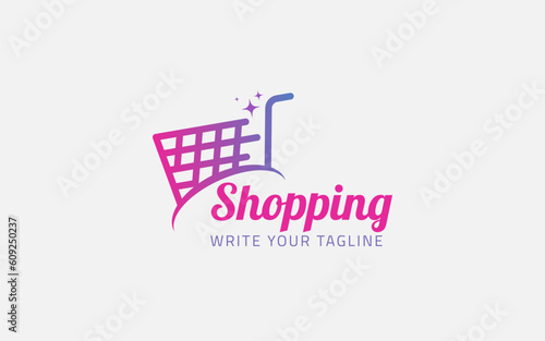 Shopping Logo Design Template. Logo Online Promotion Marketing Shopping. Shopping Cart logo design template vector