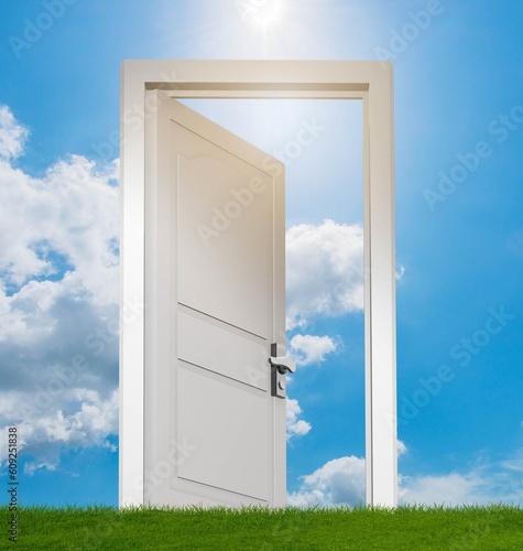 Door into future in opportunities concept