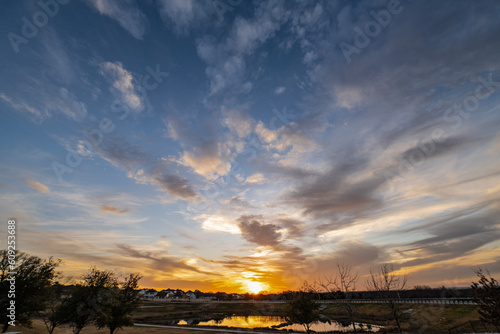 beautiful sunset over the view